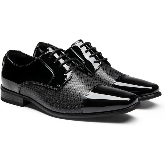 Bruno Marc Men's Black Tuxedo Shoe Slip on Classic Patent Velvet Leather Loafers - Picture 3 of 9